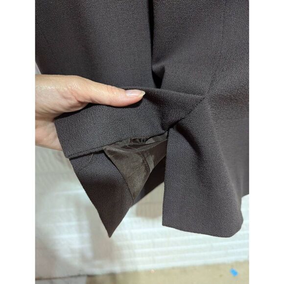 Liz Claiborne Women's Brown Solid Long-Sleeve Gold Trim Wool Dress Size 10P - Picture 7 of 7